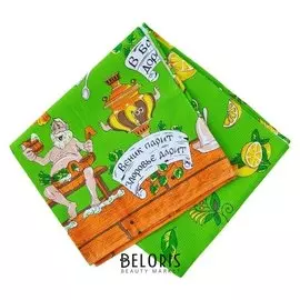 Полотенце вафельное для бани слпвн-3 70х145 см, зеленый, хлопок 100%, 176г/м2