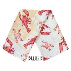 Полотенце вафельное набивное лобстеры 35х60 см, белый, хлопок 100%, 155г/м2