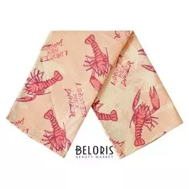 Полотенце вафельное набивное лобстеры 35х60 см, розовый, хлопок 100%, 155г/м2