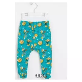 Ползунки детские, цвет бирюзовый/лисы, рост 62 см