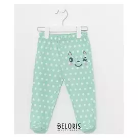 Ползунки детские, цвет ментол/горох, рост 74 см