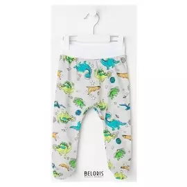 Ползунки детские, цвет серый/динозавры, рост 74 см