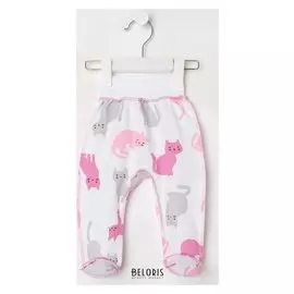 Ползунки «Евро» детские, цвет белый/принт кошки, рост 56 см