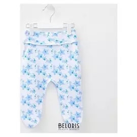 Ползунки на еврорезинке, цвет белый/голубой, рост 56 см
