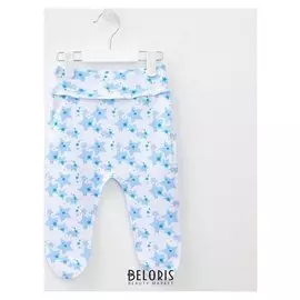 Ползунки на еврорезинке, цвет белый/голубой, рост 68 см