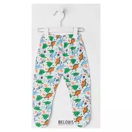Ползунки на резинке, рост 56 см, цвет белый/динозаврики