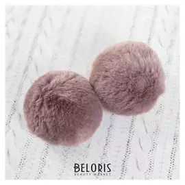 Помпон из искусственного меха, размер 1 шт: 6 см, набор 2 шт., цвет серый