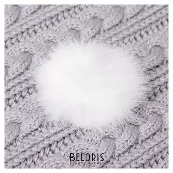 Помпон из натурального меха зайца, размер 1 шт: 7 см, цвет белый