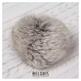 Помпон из натурального меха зайца, размер 1 шт: 8 см, цвет серый