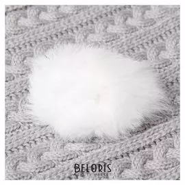 Помпон из натурального меха зайца, размер 1 шт: 8 см, цвет белый