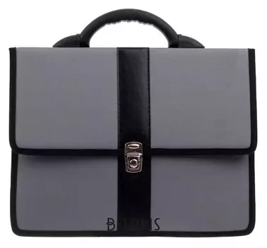 Портфель деловой ткань 370 х 290 х 100 мм, «Всеволожск», комбинированный 5 отделений, серый