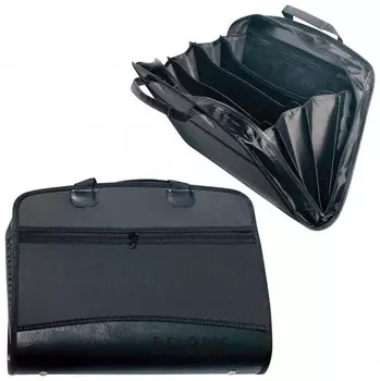Портфель-папка пластиковая Brauberg А4+ (375х305х60 мм), бизнес-класс, 4 отделения, 2 кармана, на молнии, черный