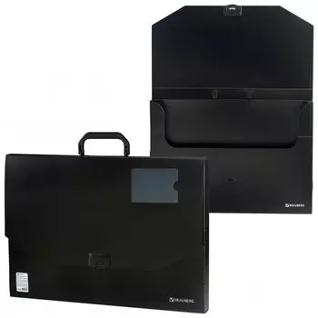 Портфель пластиковый большого формата А3 (445х310х30 мм), "Портфолио", без отделений, черный