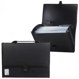 Портфель пластиковый Brauberg "Дипломат", А4 (332х245х35 мм), 13 отделений, с окантовкой, фактура бисер, черный