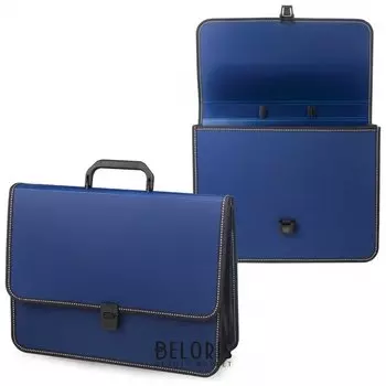 Портфель пластиковый Brauberg "Консул", А4 (370х280х120 мм), 2 отделения, с окантовкой, фактура бисер, синий