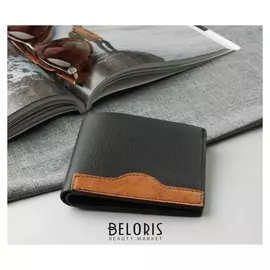 Портмоне мужское, 2 отдела, для карт, для монет, для Sim-карты, цвет чёрный