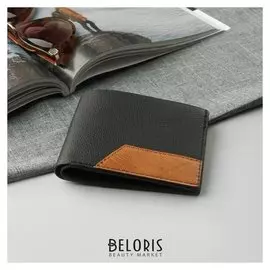 Портмоне мужское, 2 отдела, для карт, для монет, для Sim-карты, цвет чёрный