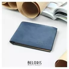 Портмоне мужское, 2 отдела, для кредиток, цвет синий