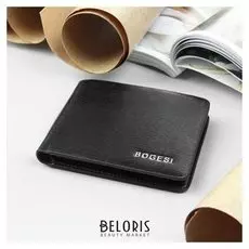 Портмоне мужское, 2 отдела, для кредиток, цвет чёрный