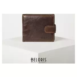 Портмоне мужское, 2 отдела на клапане, цвет коричневый