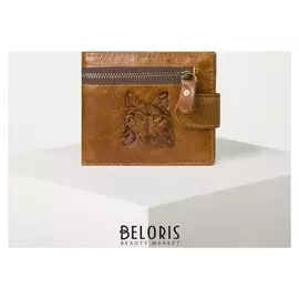 Портмоне мужское, 2 отдела на клапане, цвет коричневый