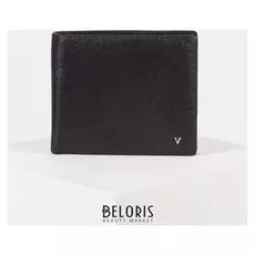 Портмоне мужское, 3 отдела, для карт, вкладыш, наружный карман, на магните, цвет чёрный