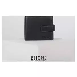 Портмоне мужское, 3 отдела на клапане, цвет чёрный