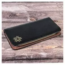 Портмоне мужское "Золотой многранник", цвет черный, экокожа, на молнии