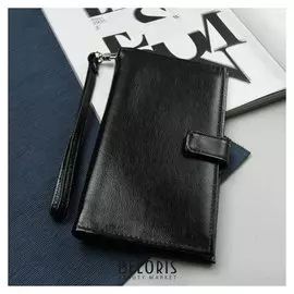 Портмоне, отдел на кнопке, отдел для монет, цвет чёрный