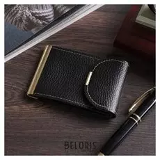 Портмоне с зажимом для купюр, отдел для монет, цвет чёрный