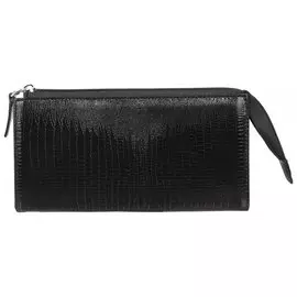 Портмоне женское Befler "Ящерица", 190х105 мм, натуральная кожа, молния, тиснение, черное