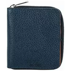 Портмоне женское Fabula, 105х110 мм, натуральная кожа, на молнии, синее с оранжевым