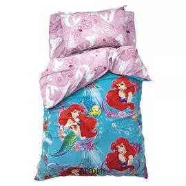 Постельное бельё 1,5 сп "Принцессы: русалочка ариэль", размер 143х215 см, 150х214 см, 50х70 см-1 шт., 100% хлопок, бязь