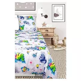 Постельное бельё 1,5сп «Граффити», 145х215см, 150х215см, 70х70 см, бязь