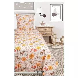 Постельное бельё 1,5сп «Лесная сказка», беж. 145х215 см, 150х215 см, 70х70 см, бязь