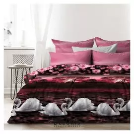 Постельное бельё 1,5сп унисон «Лебединая верность», размер 145х215 см, 150х220 см, 70х70 см- 2шт, бязь
