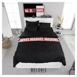 Постельное бельё 2 сп «Мстители» Black Marvel, 175х215, 220х240, 70х70 2 шт, поплин