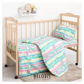 Постельное бельё экономь и Я бейби «Слон» цвет голубой, 145х112, 100х150, 40х60 см, бязь