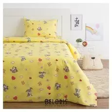 Постельное бельё экономь и Я 1,5 сп. «Зайки» цвет жёлтый, 145×210, 150×210, 50×70 см-1 шт, бязь 120 гр/м2