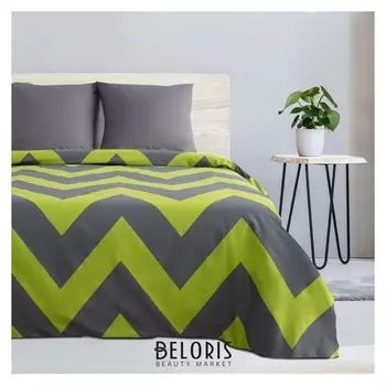Постельное бельё этель 1,5 сп «Зелёный шеврон» 143х215 см, 150х214 см, 70х70 см - 2 шт