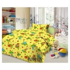 Постельное бельё детское «Алфавит» цвет жёлтый, 110х147, 110х150, 40х60см - 1шт