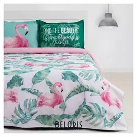 Постельное бельё "Этель" евро фламинго 200х217 см, 220х240 см, 50х70+3 см - 2 шт