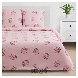 Постельное бельё «Этель» евро Pink Strawberry 200*217 см, 220*240 см, 70*70 см - 2 шт