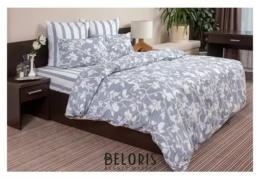 Постельное бельё ночь нежна 2сп «Нежный силуэт», сер 175х215, 180х220, 70х70см 2шт, поплин