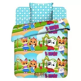 Постельное бельё «Василёк» тинейджер кошечки собачки 145х215, 150х214, 70х70 - 1шт