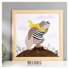 Постер дерево "Миша" 35х35 см, ясень