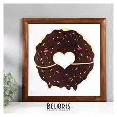 Постер дерево "Шоколадный пончик" 35х35 см, венге