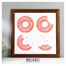 Постер дерево "Вкусный пончик" 35х35 см, венге