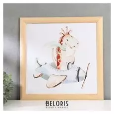 Постер дерево "Жираф- путешественник" 35х35 см, ясень