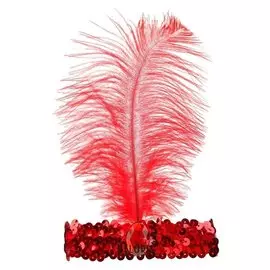 Повязка на голову, с пером, цвет красный